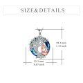 wholesale 925 Sterling Silver Pendant Blue Crystal Tree And Figure Design Necklace-0-3