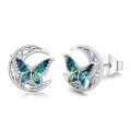 wholesale 925 Sterling Silver Abalone Shell Butterfly Stud Earrings Celtic Moon Irish  for Women-0-0