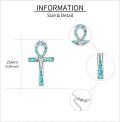 wholesale 925 Sterling Silver Turquoise Inlay Ankh Cross Pendant Necklace Religious s for Women and Men-0-4