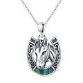 wholesale 925 Sterling Silver Abalone Shell Horse Head Pendant Necklace for Women Girls s-0-0