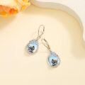 wholesale 925 Sterling Silver Blue Moonstone Panda Cat Drop Dangle Earrings-0-4