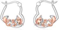 wholesale S925 Sterling Silver Rose Gold Sleeping Chihuahua Dog Earrings for Women Girls - Minimalist Style Lightweight Comfort Fit Non-Tarnish Gift Ideas-Fox