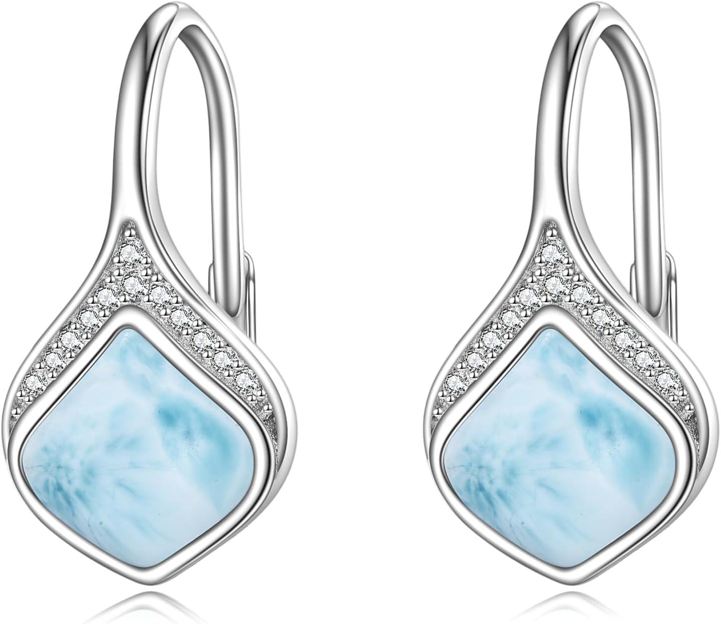 Sterling Silver Celtic Teardrop Filigree Earrings Jewelry Gifts for Women-Larimar Drop Earrings