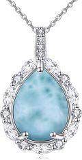 wholesale Sterling Silver Lapis Moonstone Moss Agate Larimar Onyx Cubic Zirconia Pendant Necklace-0-17