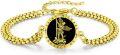 wholesale Gold 925 Sterling Silver Saint Michael onyx bracelet 8 length-0-0