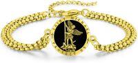 wholesale Gold 925 Sterling Silver Saint Michael onyx bracelet 8 length-Gold-St Michael