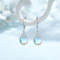 wholesale 925 Sterling Silver Moonstone Drop Earrings Platinum Plated Pear Cut Filigree Lever Back-0-3