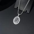 wholesale Sterling Silver Saint Medal Oval Necklace for Men Women Religious Jewelry-0-31