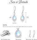 wholesale 925 Sterling Silver Teardrop Moonstone & Opal Drop Earrings w/Feather Design Leverbacks for Women-0-5