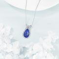 wholesale Sterling Silver Lapis Lazuli Larimar Labradorite Rose Quartz Peridot Jade Teardrop Necklace for Women-0-4