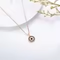 wholesale 925 Sterling Silver Round Blue Crystal Evil Eye Pendant Necklaces Wholesale for Women Greek Protection s-0-12