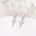 wholesale 925 Sterling Silver Baseball Stitched Cross Drop Dangle Earrings - Irish Fashion s for Women-0-1