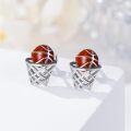 wholesale 925 Sterling Silver Basketball Hoop Stud Earrings for Women Sportswear Accessories Gift Ideas-0-1