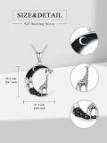 wholesale 925 Sterling Silver Giraffe Moon Black Crystal Necklace Pendant for Women Girls Gifts 45cm Chain Length-0-1