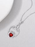 wholesale 925 Sterling Silver Celtic Claddagh Necklace with Heart Birthstones-0-4