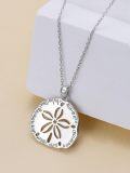 wholesale 925 Sterling Silver Sand Dollar Necklace with Chain - Ocean Inspired Charm Gift for Her-0-4