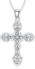 wholesale 925 Sterling Silver Lab-Grown Cubic Zirconia Cross Pendant Necklace D-VVS for Women-0-0