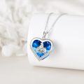 wholesale 925 Sterling Silver Heart-Shaped Pendant Necklace with Blue Swarovski Crystals and Cat Design for Women Girls Mom Wife-0-2