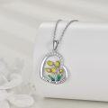 wholesale 925 Sterling Silver Heart-Shaped Tulip Pendant Necklaces for Women Gifts-0-3
