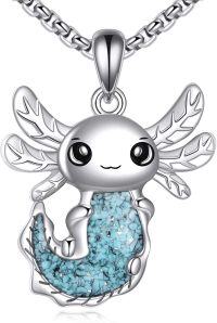 wholesale 925 Sterling Silver Turquoise Pendant Necklace with Axolotl Design for Women and Men-Axolotl