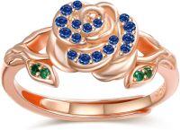 wholesale Sterling Silver Rose Gold Birthstone Adjustable Ring for Women-09 Sep - Sapphire