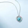 wholesale 925 Sterling Silver Angel Wing Pendant w/ Turquoise & Opal Stone Heart Charm Necklace-0-4