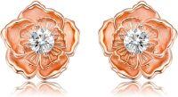 wholesale 925 Sterling Silver Camellia Stud Earrings s for Women-Poppy