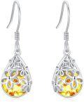 wholesale 925 Sterling Silver Amber Daisy Earrings – Hypoallergenic, 0.39x1.1 Inch, 3.2g-0-0