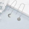 wholesale 925 Sterling Silver Sun & Moon Long Threader Drop Earrings for Women - Bohemian Witchcraft s-0-1