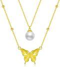 wholesale TOUPOP Butterfly Layered Necklace Sterling Silver Freshwater Pearl Pendant 14k Gold Plated Jewelry For Women Her Wife Mom Christmas Birthday Gifts -0-0