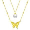 TOUPOP Sterling Silver 14k Gold Plated Freshwater Pearl Butterfly Layered Necklace-0-0