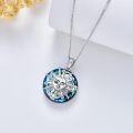 wholesale 925 Sterling Silver Sun and Moon Pendant with Blue Crystal Stone for Women's -0-4