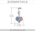 wholesale 925 Sterling Silver Heart-Shaped American Flag Design Huggie Hoop Earrings with Cubic Zirconia Stones for Women-0-5