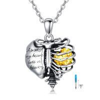 wholesale 925 Sterling Silver Cremation Jewelry Heart Urn With Sky Blue Crystal Pendant-11-November