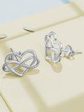 wholesale 925 Sterling Silver Celtic Knot Heart Stud Earrings - Irish  for Women-0-4