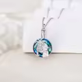TOUPOP Sterling Silver & Stone Cat Moon Cremation Urn Necklace for Ashes-0-4