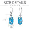 TOUPOP 925 Sterling Silver Natural Gemstone Oval Rose Flower Earrings For Women-0-5