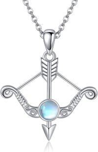 wholesale 925 Sterling Silver Moonstone Crossbow Arrowhead Pendant Necklace s for Women-bow arrow-moonstone