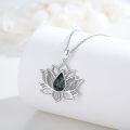 wholesale 925 Sterling Silver Moss Agate 7 Chakra Yin Yang Lotus Pendant Necklace-0-4