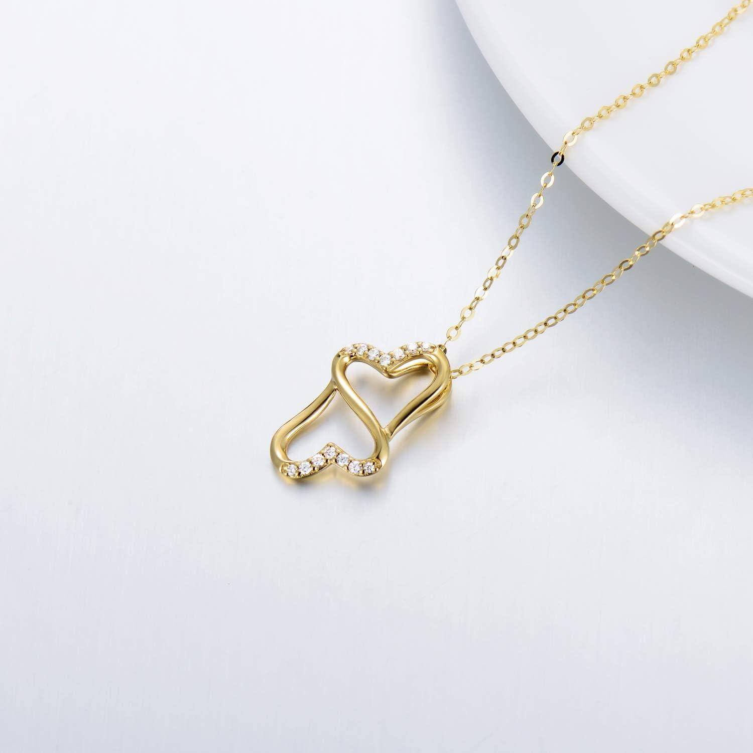 14K Gold Infinity Heart Necklace with Cubic Zirconia Pendants for Women - Eternal Love-0-2