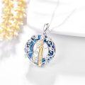 wholesale 925 Sterling Silver Blue Crystal Angel Pendant Necklace for Mommy & Me Grandmother's Day Gift-0-5