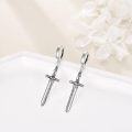 wholesale 925 Sterling Silver Cross Dagger Huggie Hoop Earrings Gothic Punk Style  for Women Girls-0-1