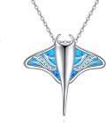 wholesale 925 Sterling Silver & Colorful Stone Stingray Pendant Necklace for Women, Cute Manta Ray Jewelry Gift-0-0
