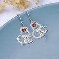 wholesale 925 Sterling Silver Heart Ox Earrings Wholesale With Red Gemstones-0-4