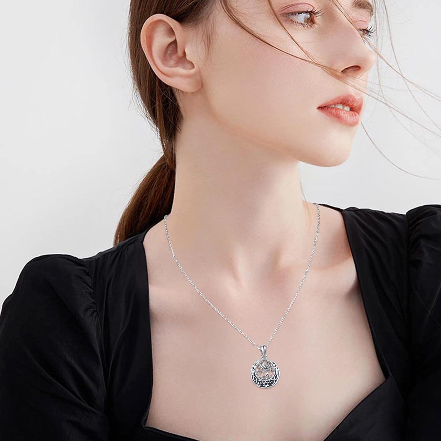 wholesale 925 Sterling Silver Tree of Life Celtic Knot Urn Pendant Necklace with Chain and Funnel Set for Ashes s for Men & Women-0-3