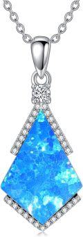 wholesale 925 Sterling Silver Cubic Zirconia Accent Triangle Pendant with Lapis Lazuli and Blue Stone Elements Necklaces-0-24