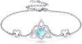 wholesale 925 Sterling Silver Celtic Moonstone Heart Trinity Knot Charm Bracelet for Womenç±å°å°ç»ä¸å¶èæé¾-0-0