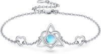wholesale 925 Sterling Silver Celtic Moonstone Heart Trinity Knot Charm Bracelet for Womenç±å°å°ç»ä¸å¶èæé¾-Celtic knot