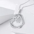TOUPOP Sterling Silver Zircon Forever Love Heart Pendant Necklace for 80th Birthday-0-1