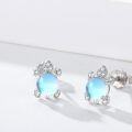 wholesale 925 Sterling Silver Opalite Sea Turtle Stud Earrings - Hypoallergenic Ocean Jewelry-0-1